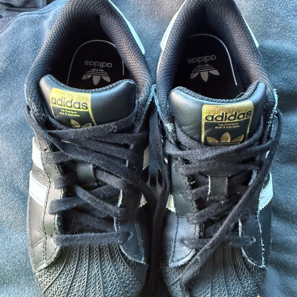 Adidas Kids Black and White Superstar Sneakers
